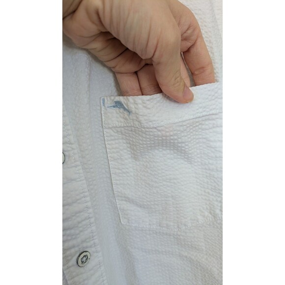 Tommy Bahama Nova Wave Button Up Shirt Large Seersucker Camp White Resort Wear - Picture 3 of 12